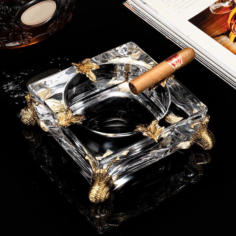 Gạt tàn cigar pha lê phối đế đồng cao cấp CGL1716