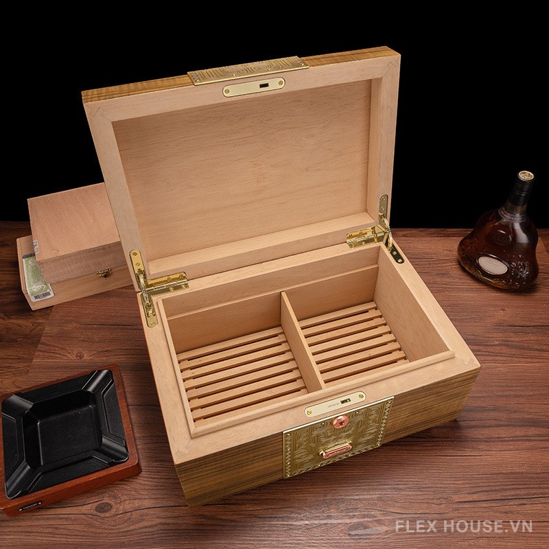 Hộp bảo quản cigar 2 tầng bằng gỗ sang trọng CGL6417 8