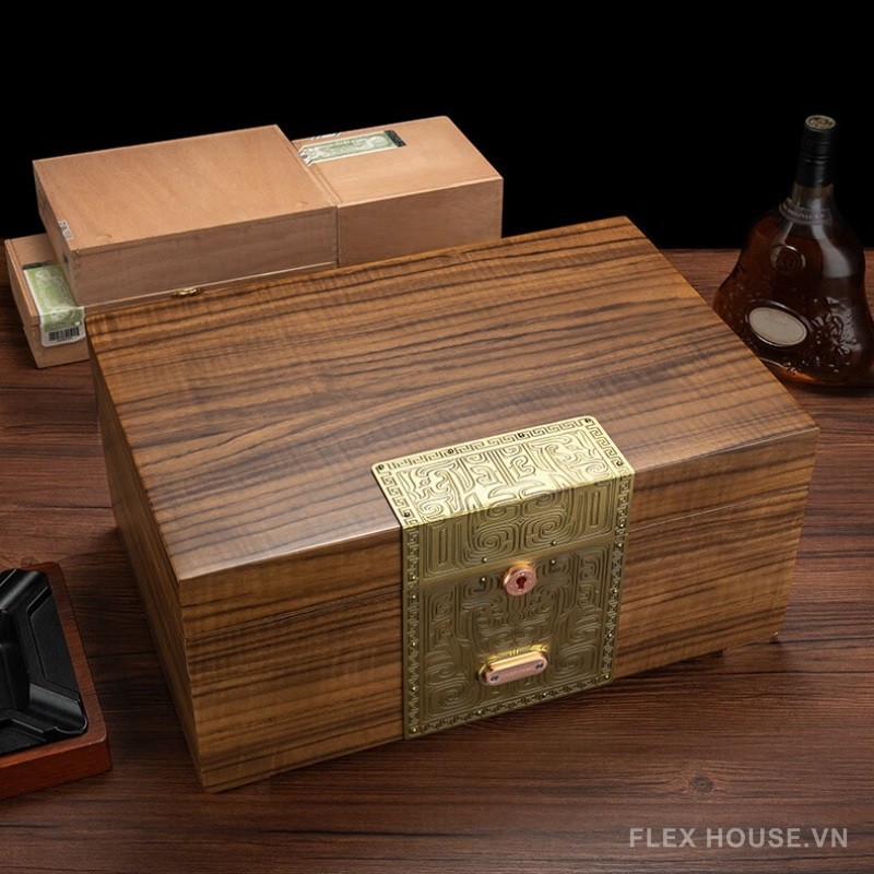Hộp bảo quản cigar 2 tầng bằng gỗ sang trọng CGL6417 13