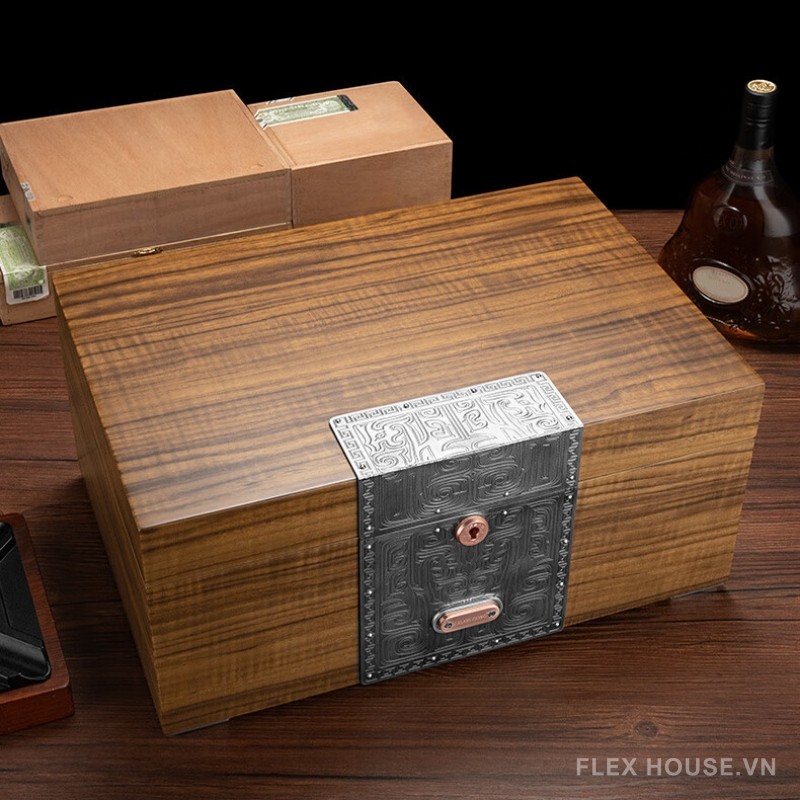 Hộp bảo quản cigar 2 tầng bằng gỗ sang trọng CGL6417 14