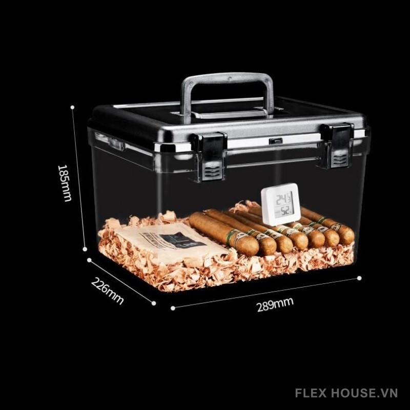 Hộp giữ ẩm cigar trong suốt lót gỗ tuyết tùng CGL2375 7