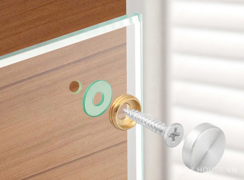 Nắp chụp đầu vít decor thép không gỉ màu bạc YM5042 11