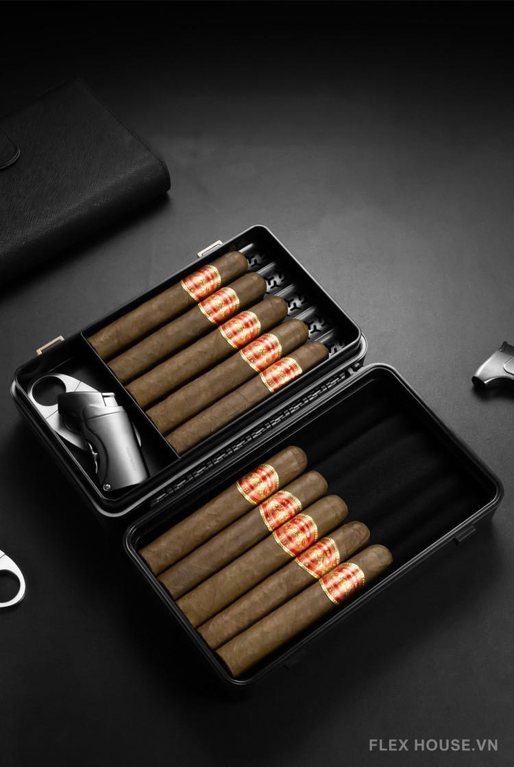 Hộp đựng cigar cao cấp có đồng hồ đo độ ẩm CGL8011 7