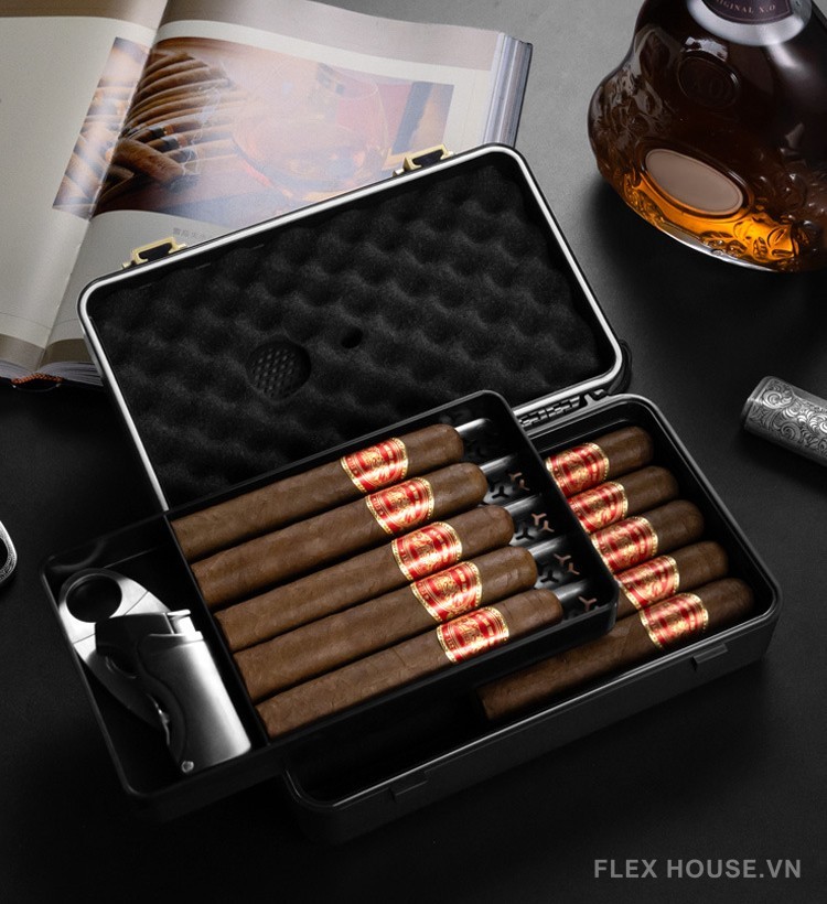 Hộp đựng cigar cao cấp có đồng hồ đo độ ẩm CGL8011 10