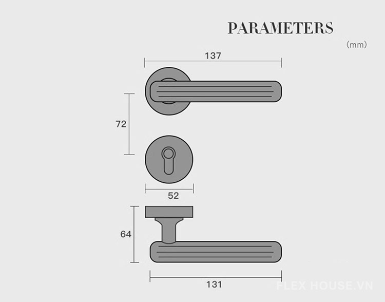 Khóa cửa phòng tay gạt sọc khía kiểu Ý GT057 12