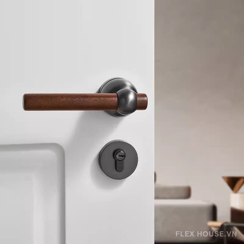 Khóa cửa tay gạt bằng gỗ decor không gian GT482 10