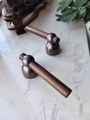 Khóa cửa tay gạt bằng gỗ decor không gian GT482 16
