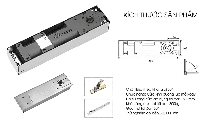 hướng dẫn lắp bản lề sàn thủy lực