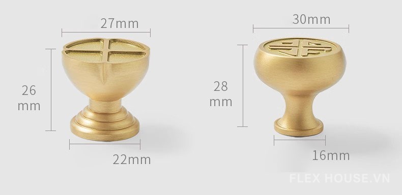 Núm tay nắm tủ bằng đồng kiểu Á Đông PALO76 12