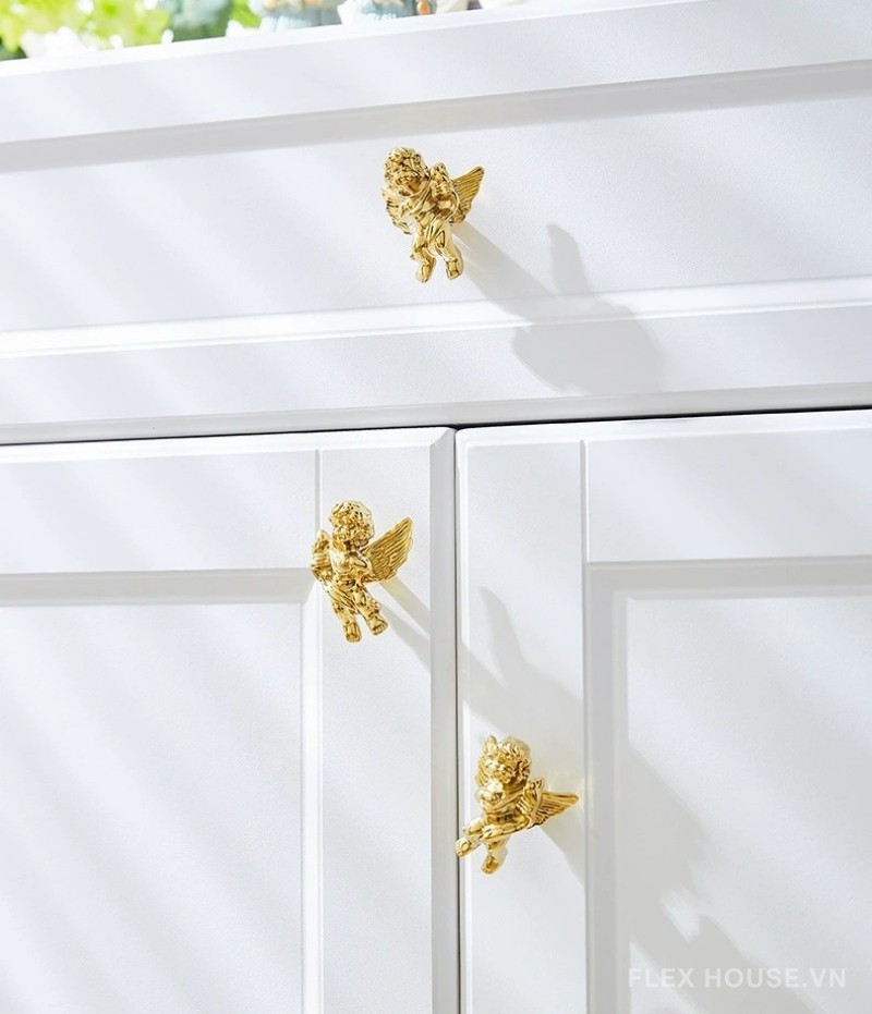 Núm tay nắm tủ decor hình thiên thần bằng đồng PALO340 12