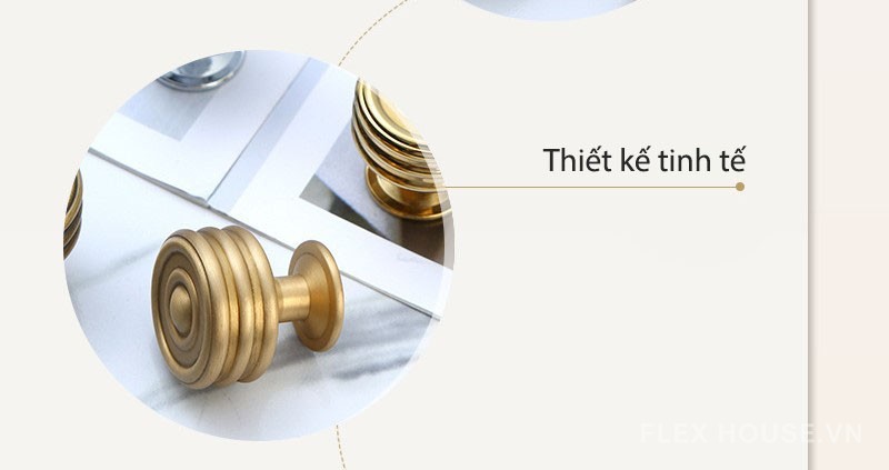 Núm tay nắm tủ đồng vân tròn kiểu Pháp HM8076 6