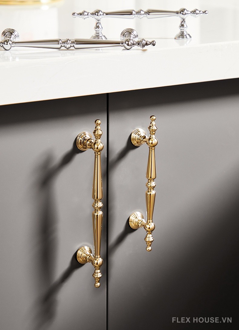 Tay nắm đồng kiểu Âu sang trọng decor kệ tủ PALO650 9