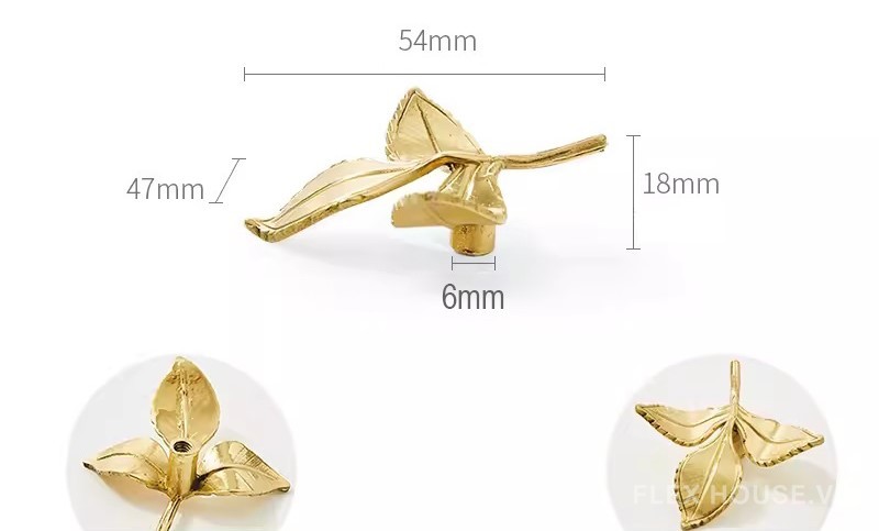 Tay nắm tủ decor hình chiếc lá bằng đồng PALO3013 11