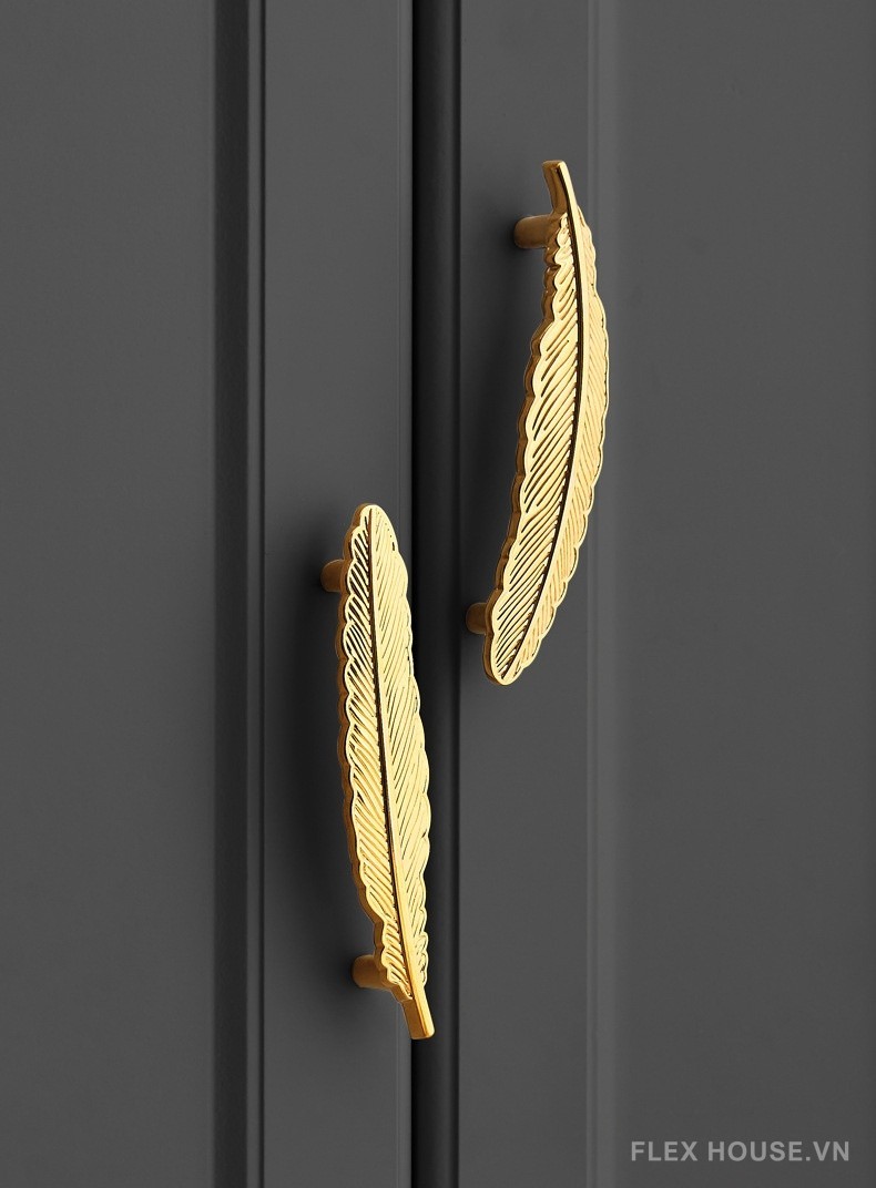 Tay nắm tủ hình lông vũ bằng đồng decor PALO917 10