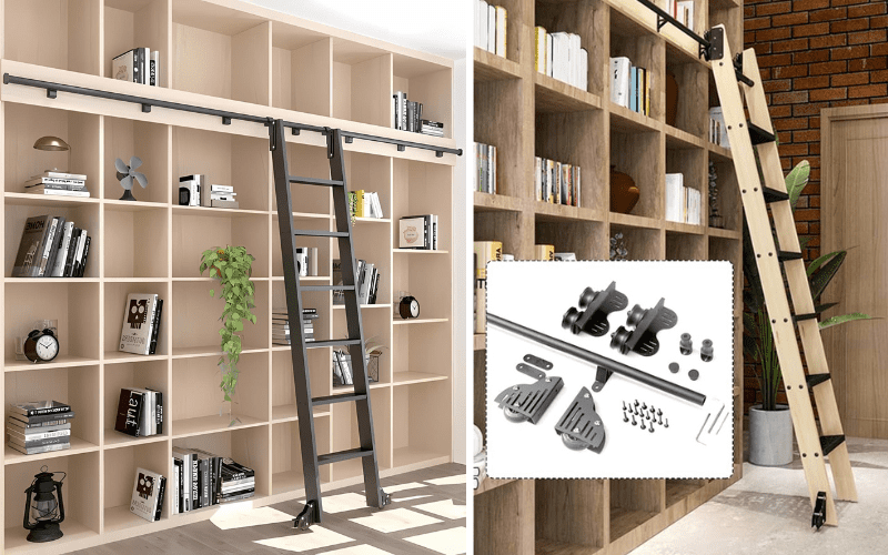 Thang trượt Barn Door dành cho tủ sách và hơn thế nữa 2 phụ kiện thang trượt barn door