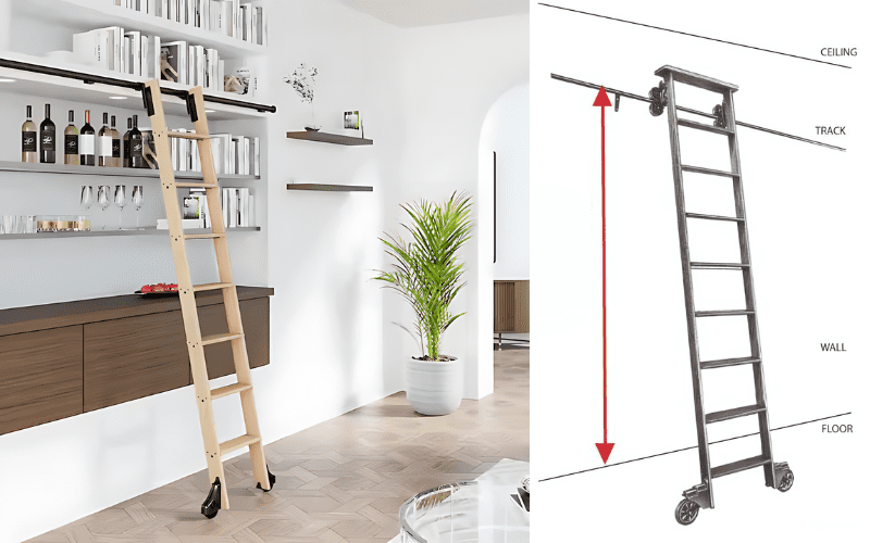 Thang trượt Barn Door dành cho tủ sách và hơn thế nữa 3 phụ kiện thang trượt barn door