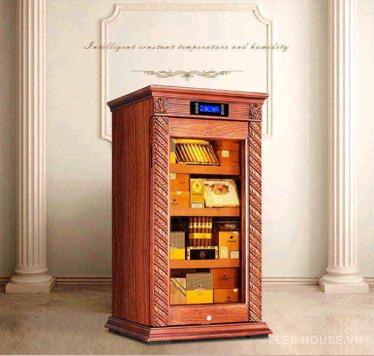 Tủ bảo quản cigar 1200 điếu bằng gỗ sồi CGL120 5