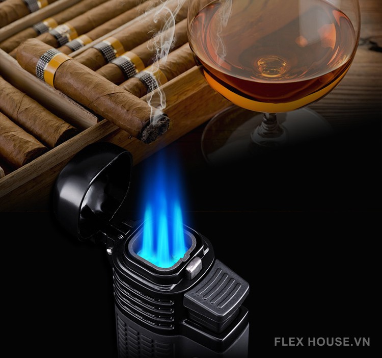 Bật lửa cigar kim loại cầm tay 4 tia hiện đại CGL1060 18