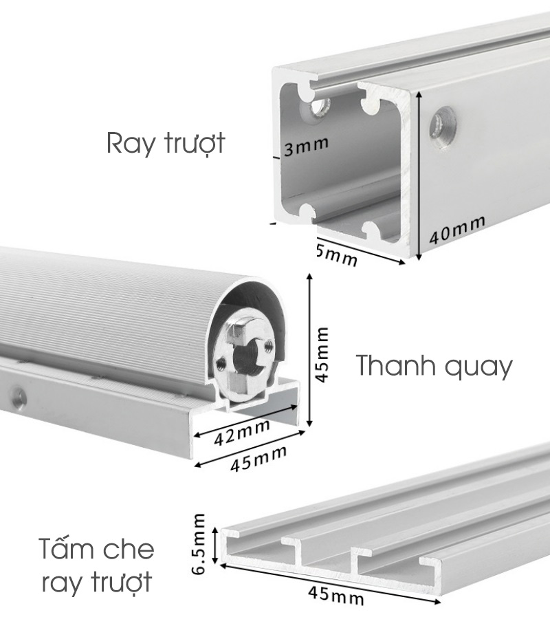 Bộ phụ kiện cửa trượt xoay 2 chiều giảm chấn YG307 15