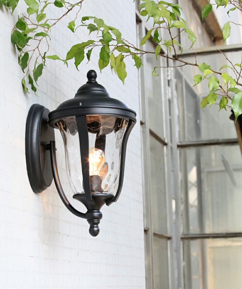 Đèn trang trí mái hiên chao thủy tinh gợn sóng HS0419 4