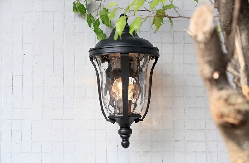 Đèn trang trí mái hiên chao thủy tinh gợn sóng HS0419 5