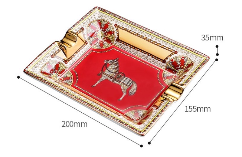 Gạt tàn cigar 2 điếu họa tiết Ngựa sang trọng CGL3870 7
