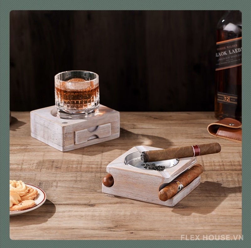 Gạt tàn cigar gỗ tích hợp ngăn kéo sang trọng CGL1482 5