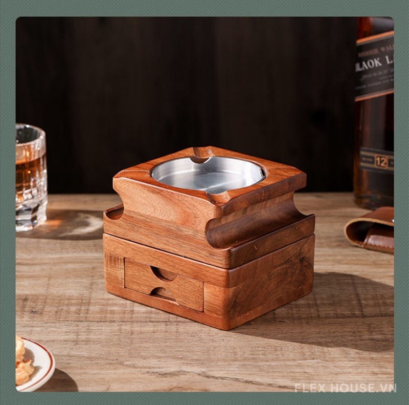 Gạt tàn cigar gỗ tích hợp ngăn kéo sang trọng CGL1482 8