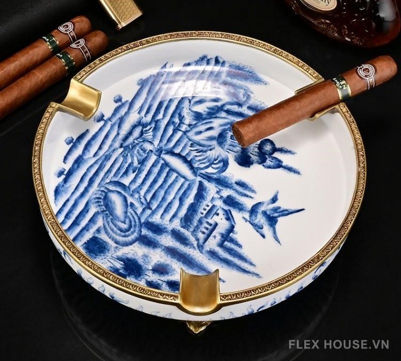 Gạt tàn cigar gốm sứ decor phong cảnh đẹp mắt CGL8659 10