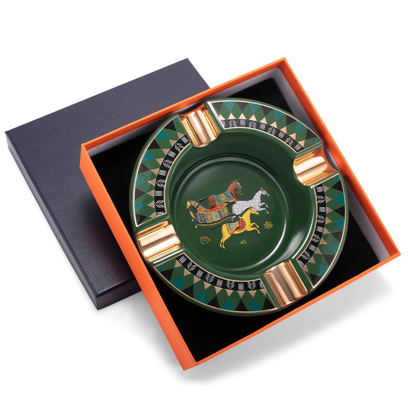 Gạt tàn cigar gốm sứ họa tiết ngựa phi CGL7939 6