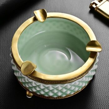 Gạt tàn cigar gốm sứ viền đồng cao cấp CGL3538