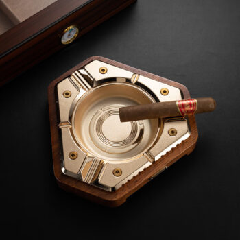Gạt tàn cigar hợp kim phối gỗ thời trang CGL8173