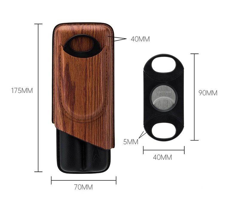 Hộp đựng cigar và dao cắt cầm tay 2 điếu LBS653 16