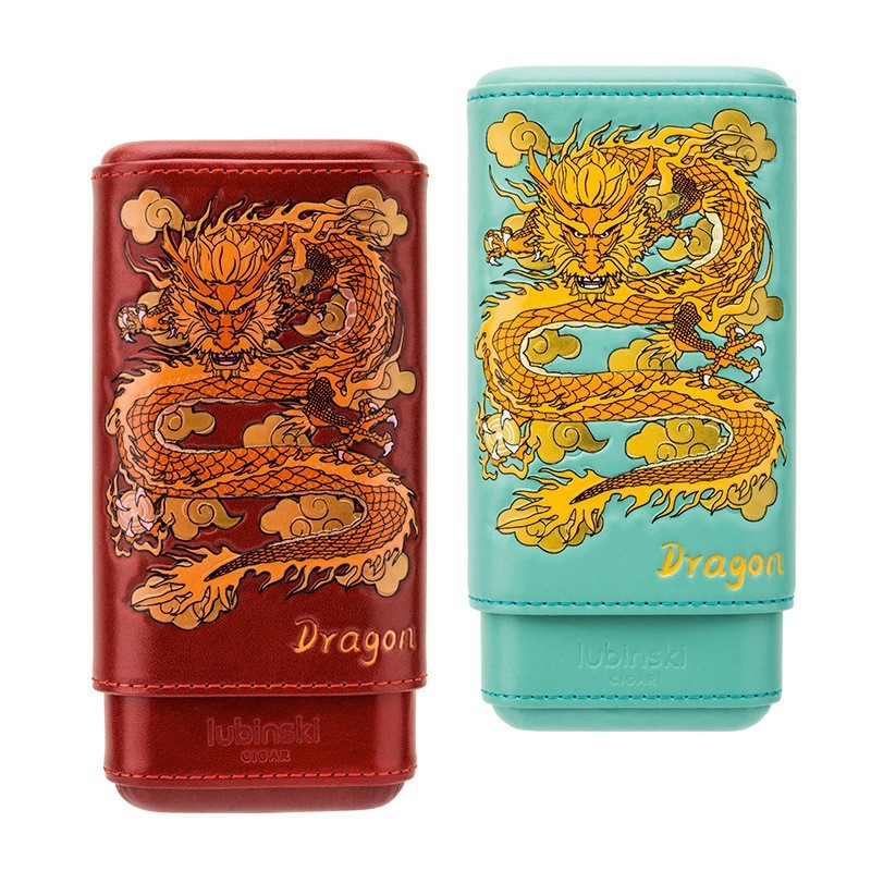 Hộp da đựng cigar 3 điếu hoạ tiết rồng châu Á LBS788 6