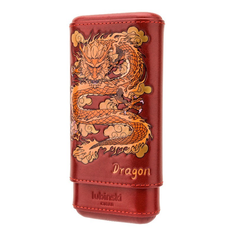 Hộp da đựng cigar 3 điếu hoạ tiết rồng châu Á LBS788 7