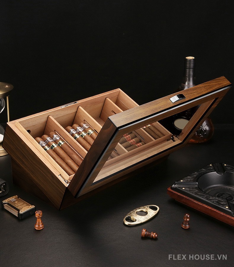 Hộp giữ ẩm cigar gỗ tuyết tùng cao cấp CGL6202 6
