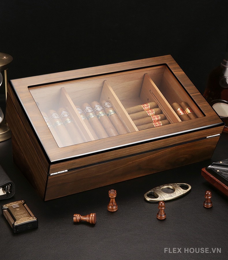 Hộp giữ ẩm cigar gỗ tuyết tùng cao cấp CGL6202 13