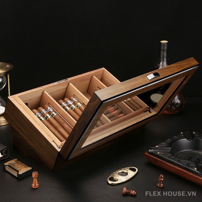 Hộp giữ ẩm cigar gỗ tuyết tùng cao cấp CGL6202 12