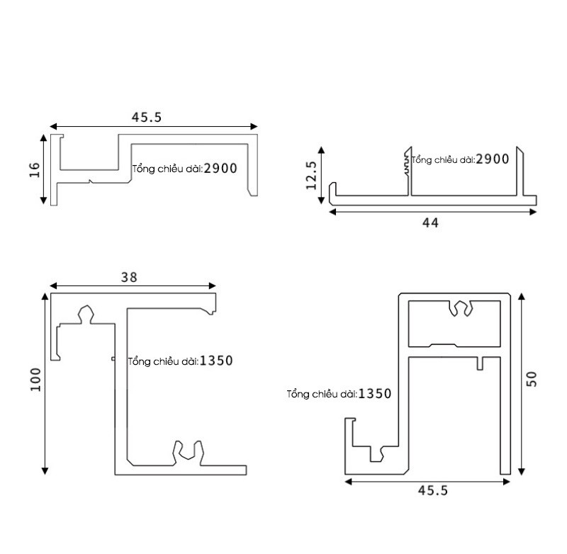 Bộ phụ kiện cửa lùa âm bằng điện cho cửa nhôm cửa gỗ YG312 11