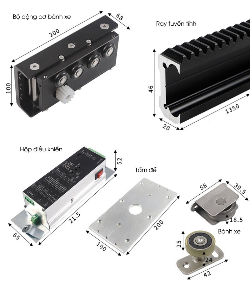 Bộ phụ kiện cửa lùa âm bằng điện cho cửa nhôm cửa gỗ YG312 9