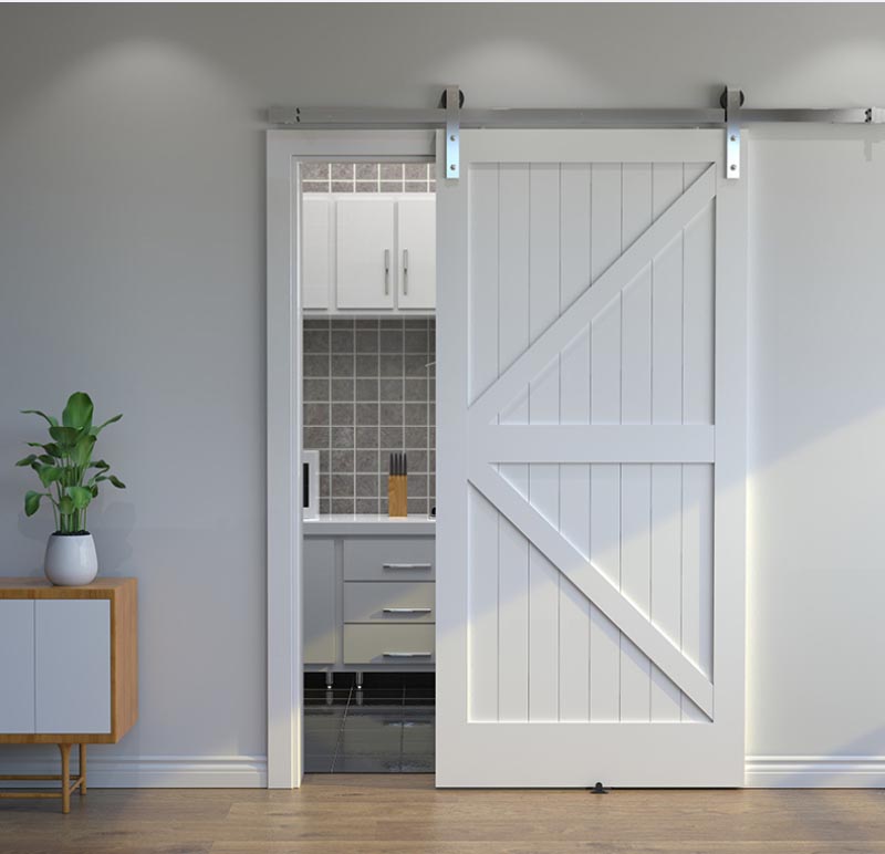 Bộ ray trượt barn door cửa đơn bằng inox kiểu Mỹ RT323 5