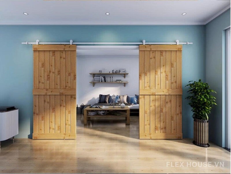 Bộ ray trượt barn door thép carbon cho cánh đơn RT351 7