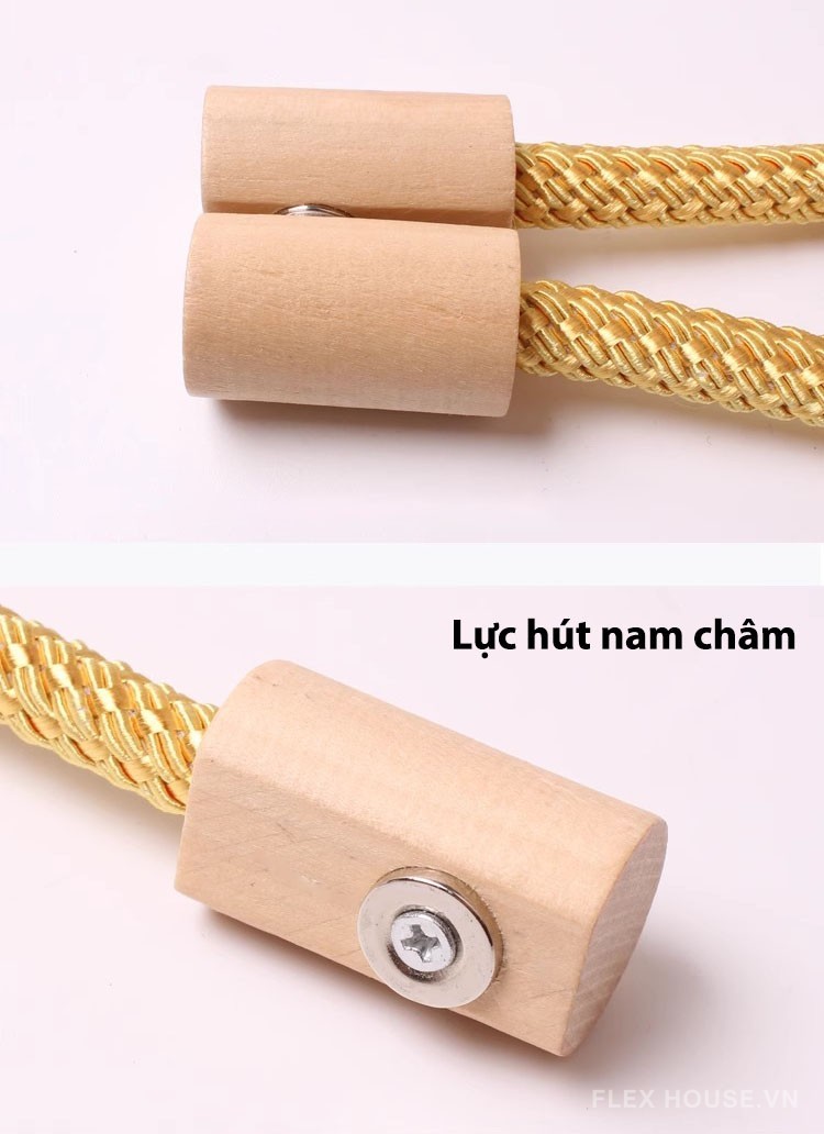 Dây buộc rèm cửa đầu gỗ có nam châm FSH765 8