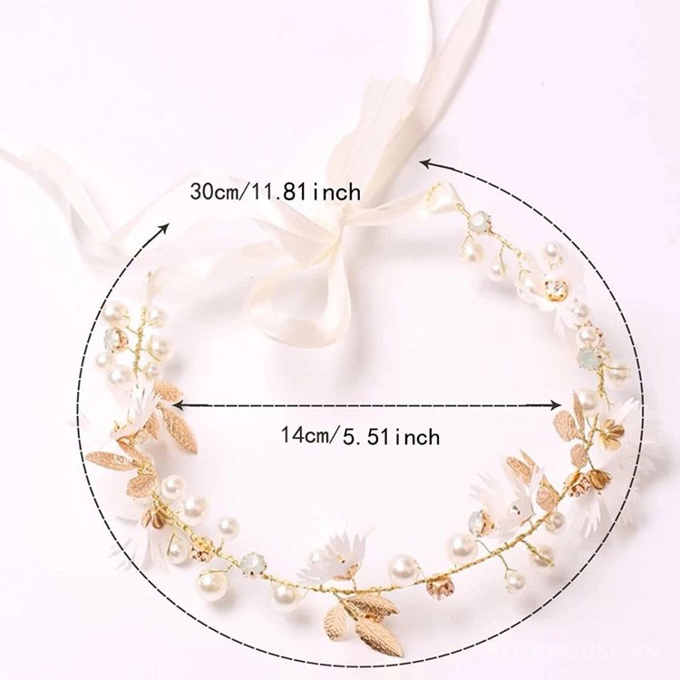 Dây buộc rèm hoa lá đính ngọc trai cổ tích FSH2876 13