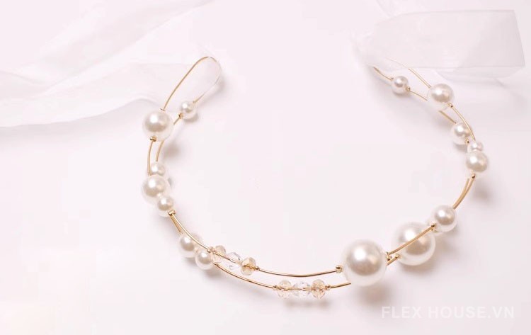 Dây buộc rèm kim loại đính ngọc trai kiểu Pháp FSH6637 8