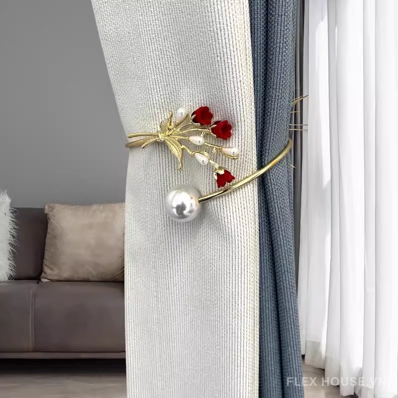 Dây buộc rèm kim loại trang trí đóa hoa kiêu sa FSH232 7