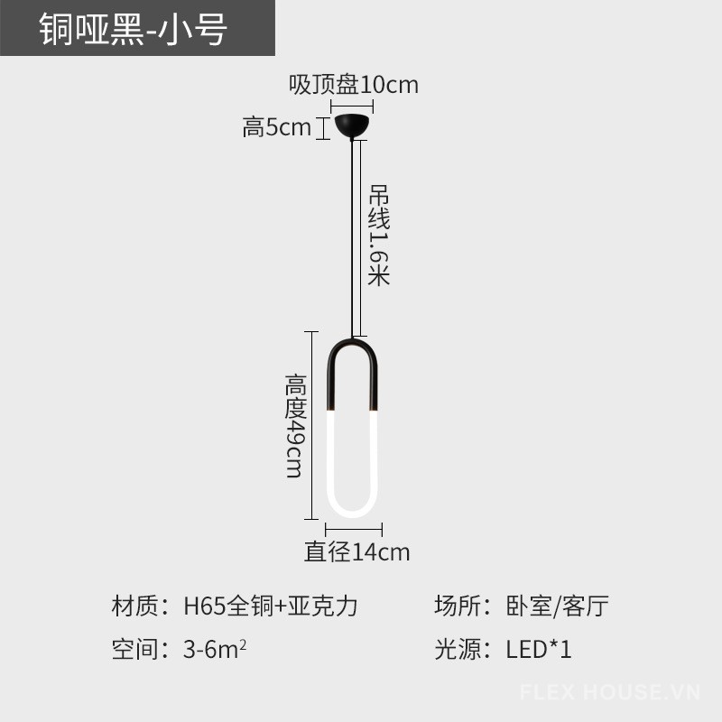 Đèn thả trần bằng đồng chao acrylic chùm dạ quang FLM5064 7