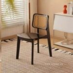 Ghế ăn gỗ tựa lưng mây đan hiện đại SHA747