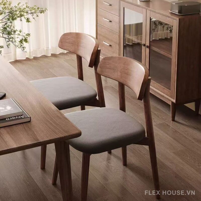 Ghế ăn tựa lưng bằng gỗ phong cách Bắc Âu SHA665 5