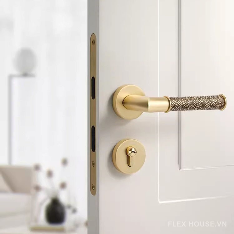 Khóa cửa hợp kim tay gạt bọc da nhám cao cấp SDM277 12